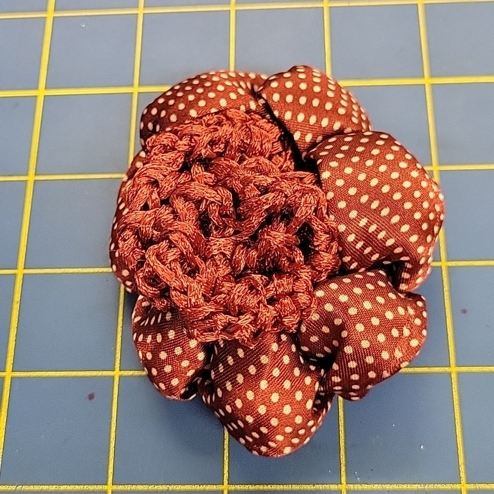 Hair Bun Brown Rust Color Crochet & Satiny